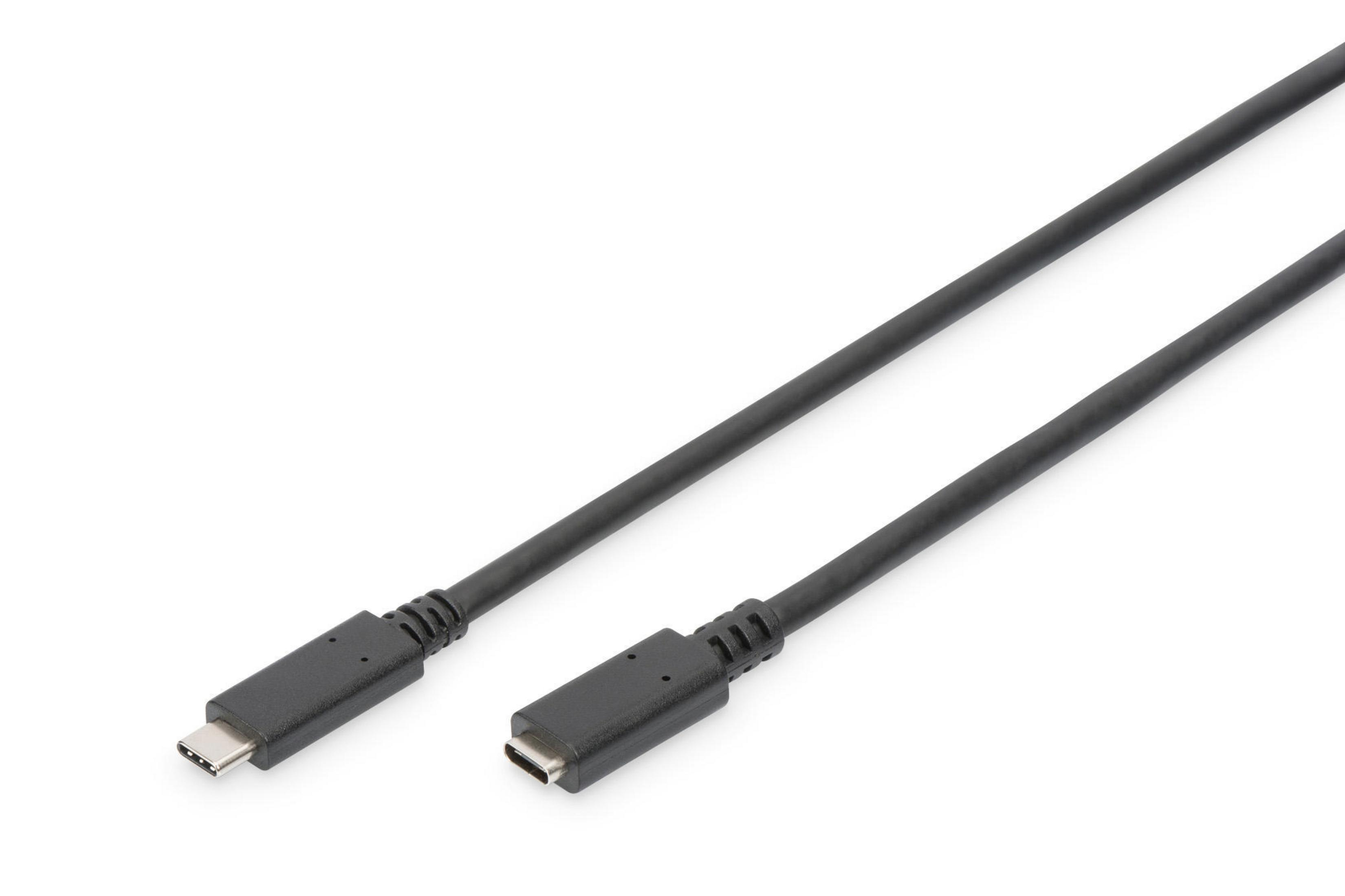 Due cavi USB-C neri con connettori metallici su sfondo bianco.