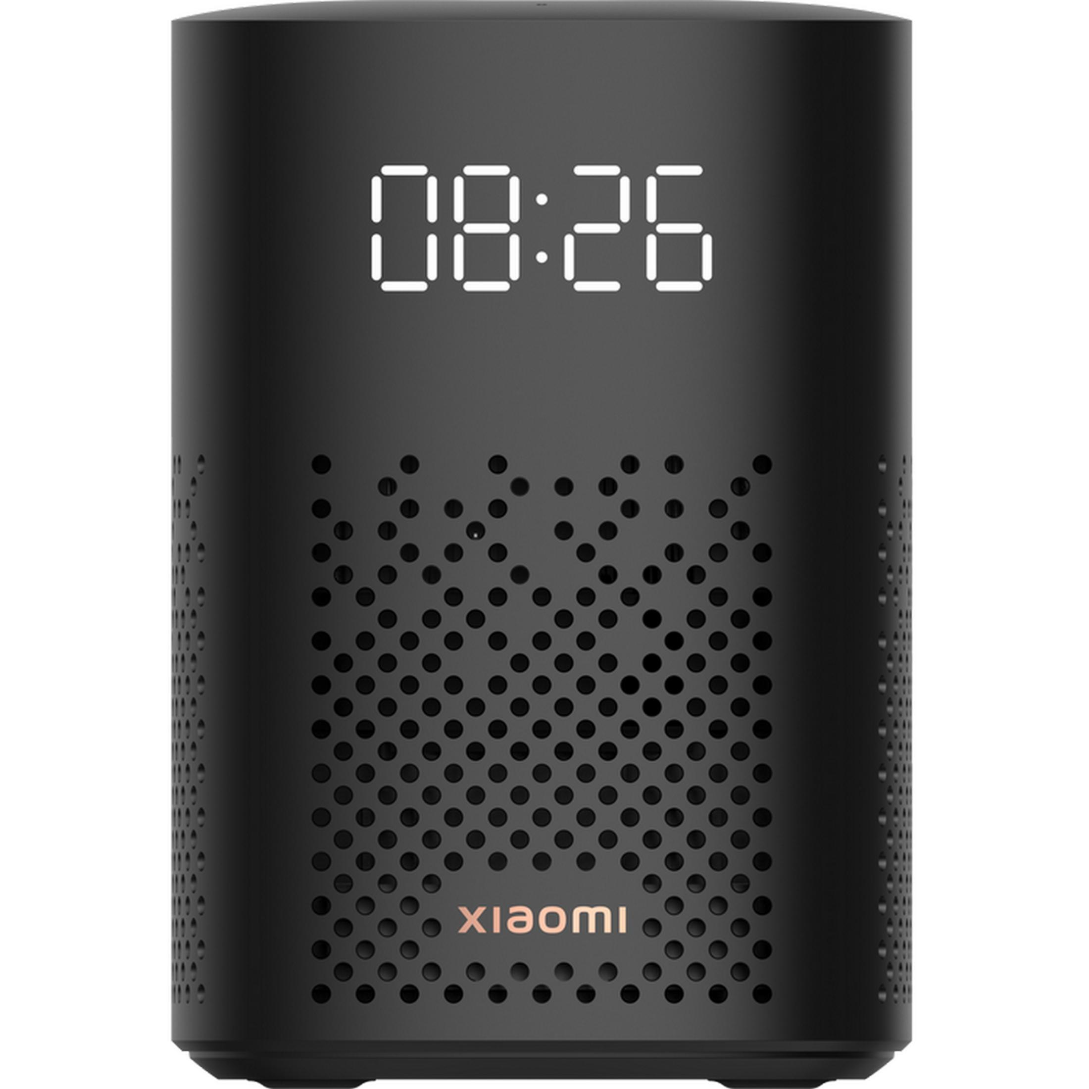 Altavoz inteligente Xiaomi negro con pantalla de reloj digital 08:26.