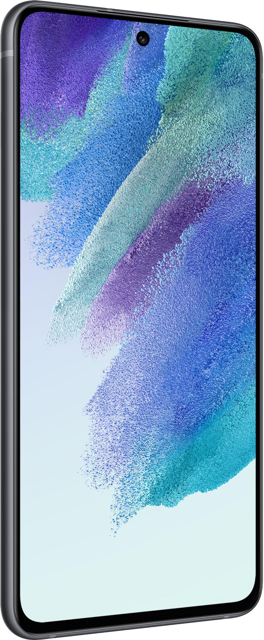 Un smartphone que muestra un degradado de colores azul, morado y turquesa en la pantalla.