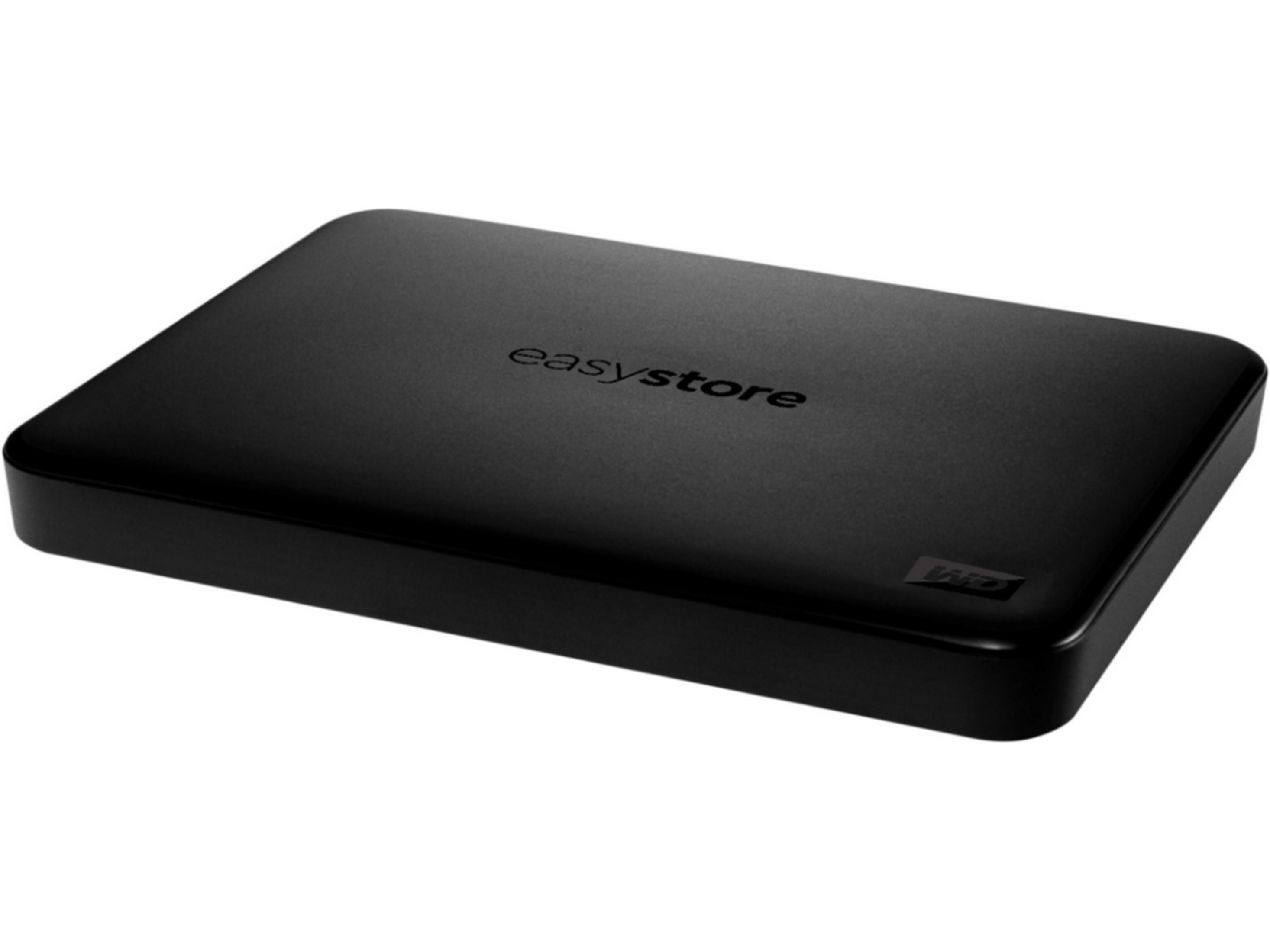 Box esterno per hard disk nero con "easystore" e logo WD.