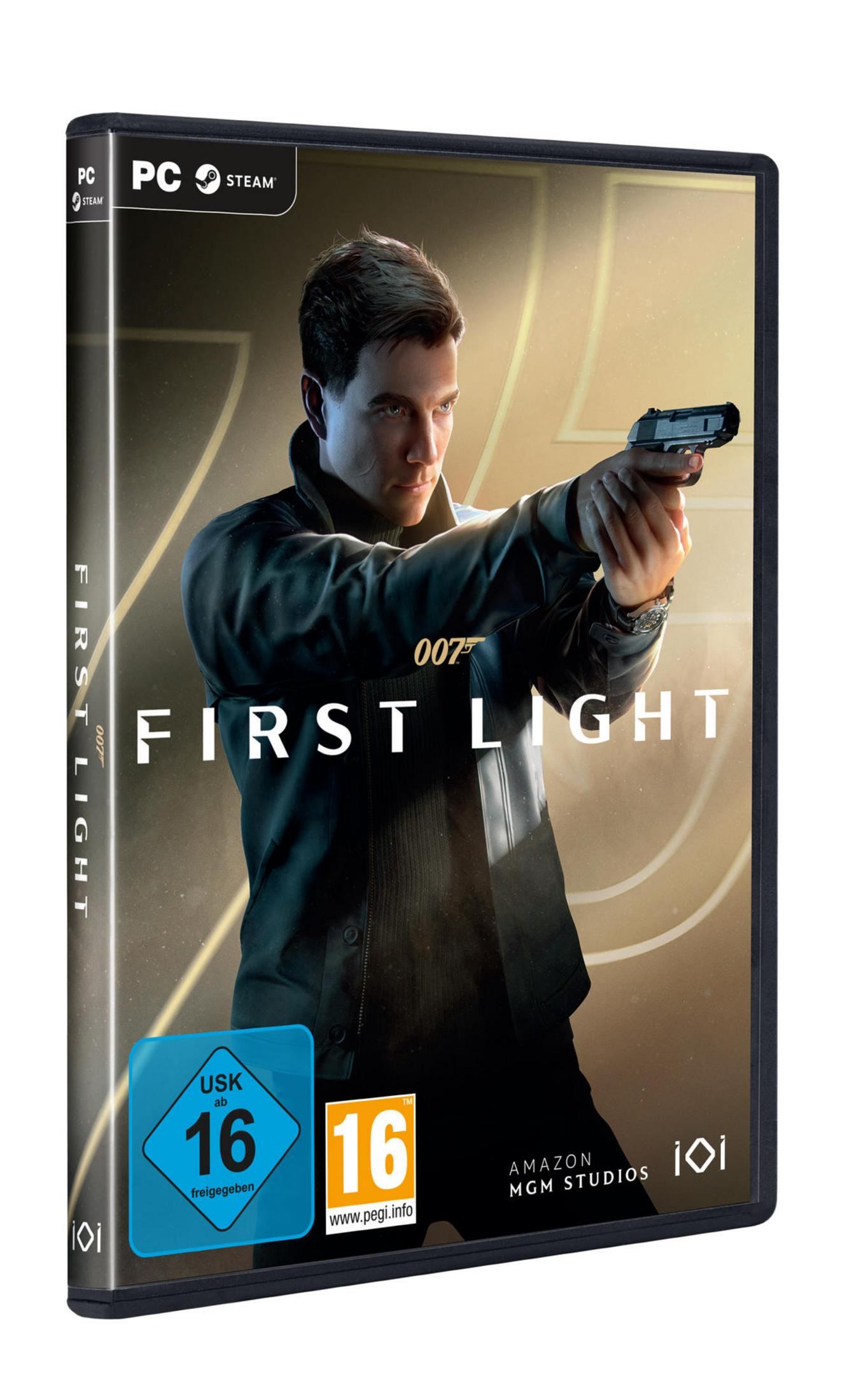 Un homme en veste noire vise un pistolet. Pochette de jeu PC.