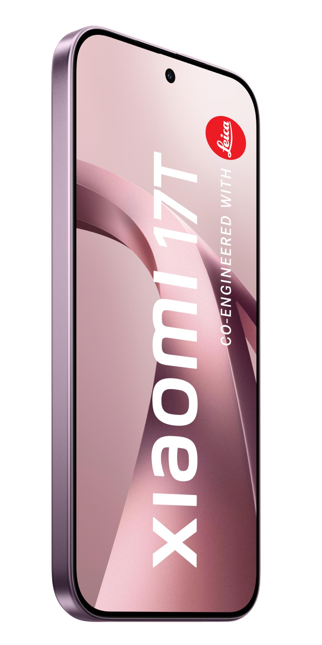 Ein lilafarbenes Smartphone mit dem Text Xiaomi 17T & Leica.
