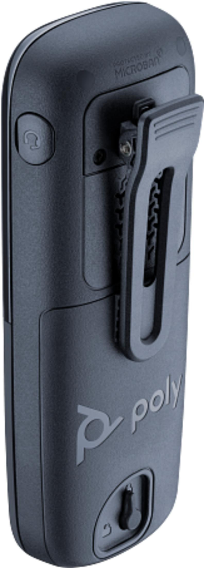Dispositivo Poly grigio scuro con clip e icona cuffie.