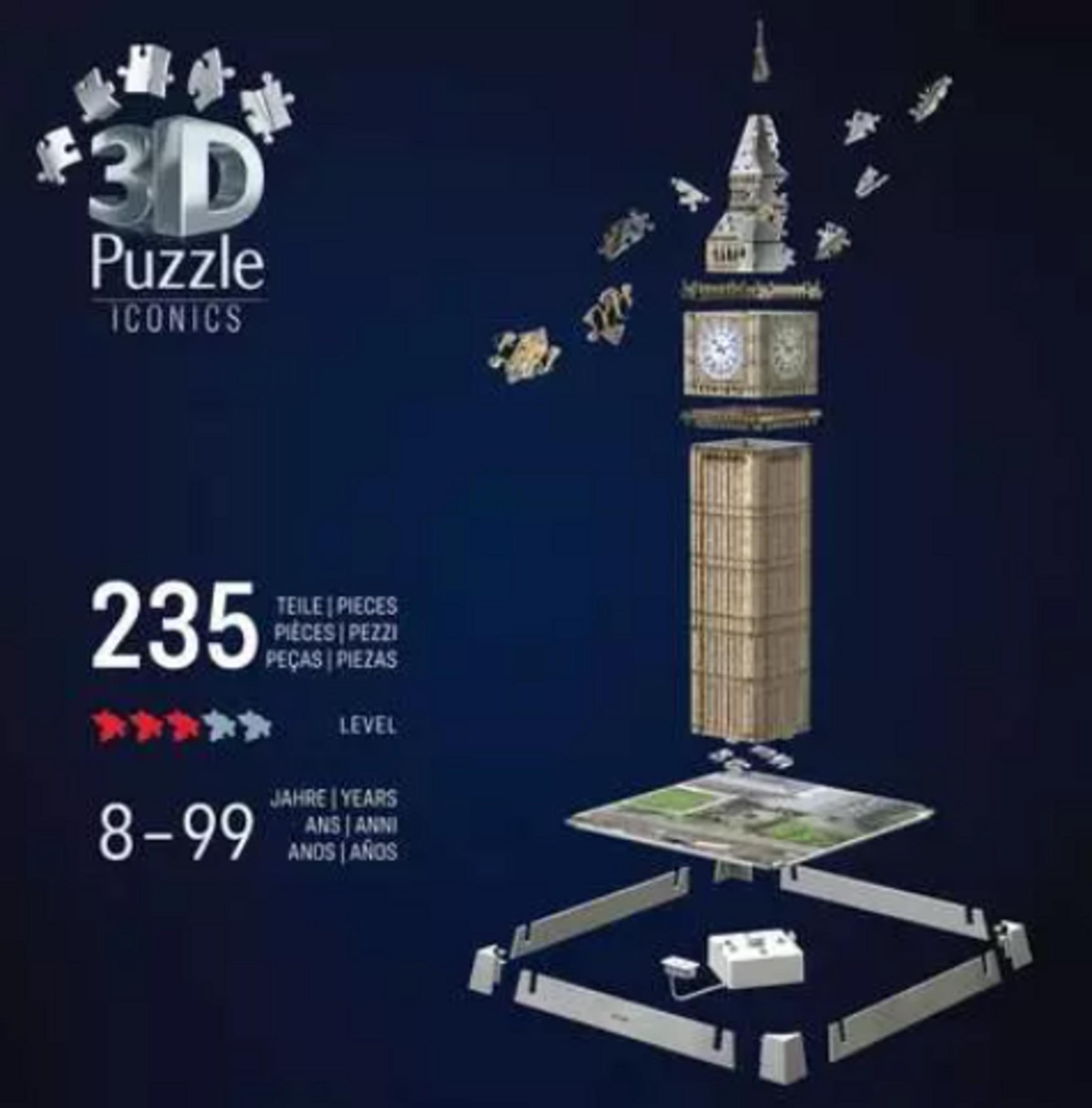 Puzzle 3D del Big Ben con 235 piezas, edad 8-99.