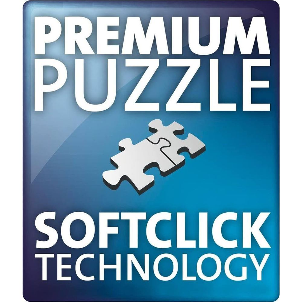 Puzzle premium con logo softclick technology, due pezzi bianchi.