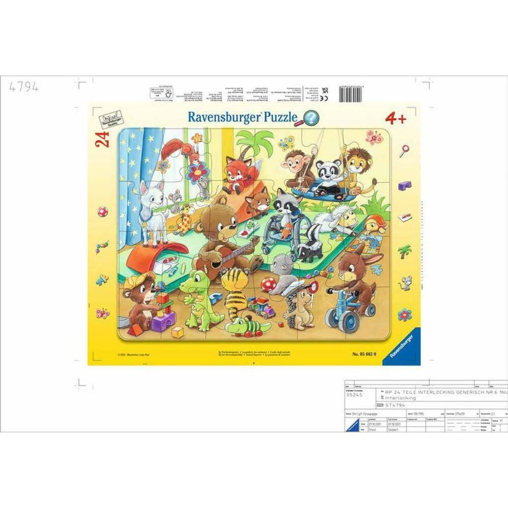 Puzzle Ravensburger con animali e fiori, 24 pezzi, per 4+ anni.