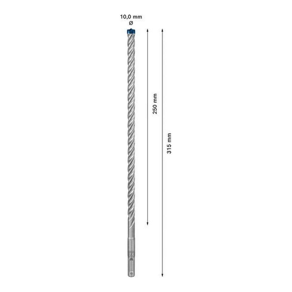 Wiertło 10 mm, długość robocza 250 mm, długość całkowita 315 mm.