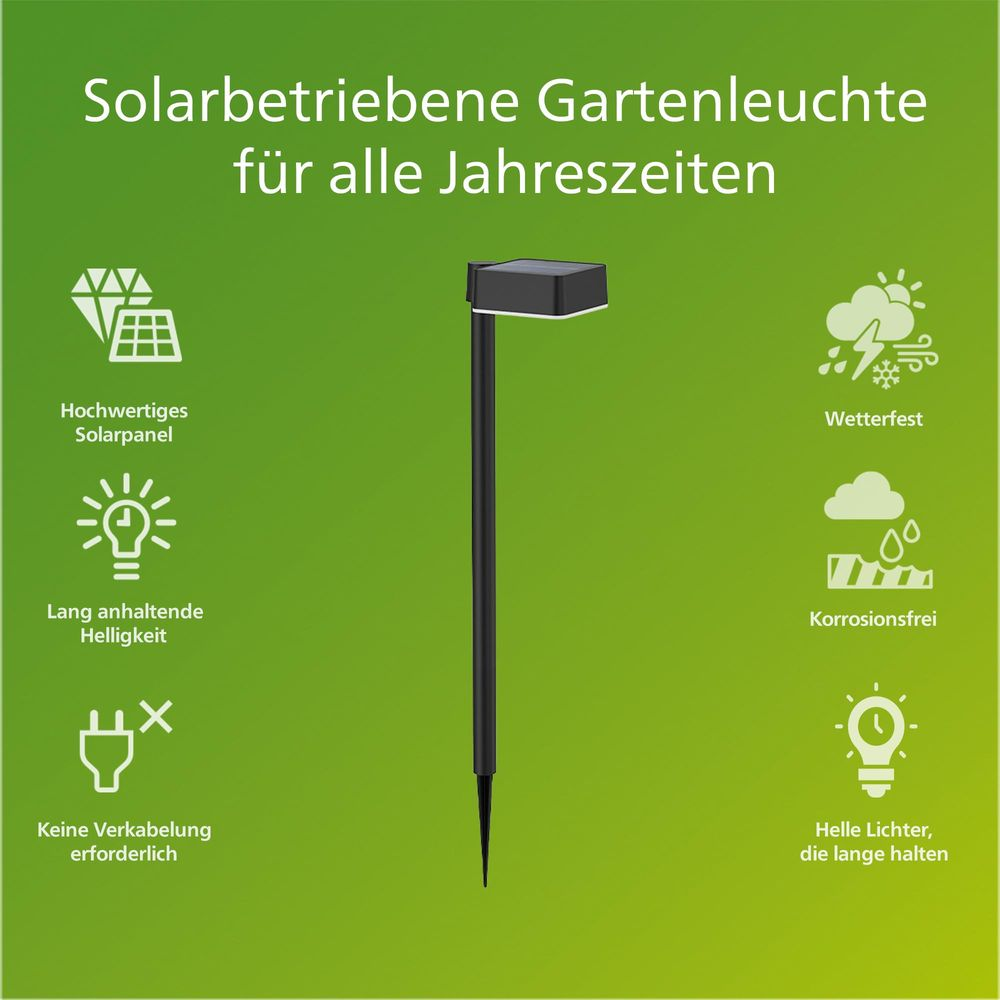 Luce solare da giardino con pannello solare di alta qualità, durevole, resistente alle intemperie.