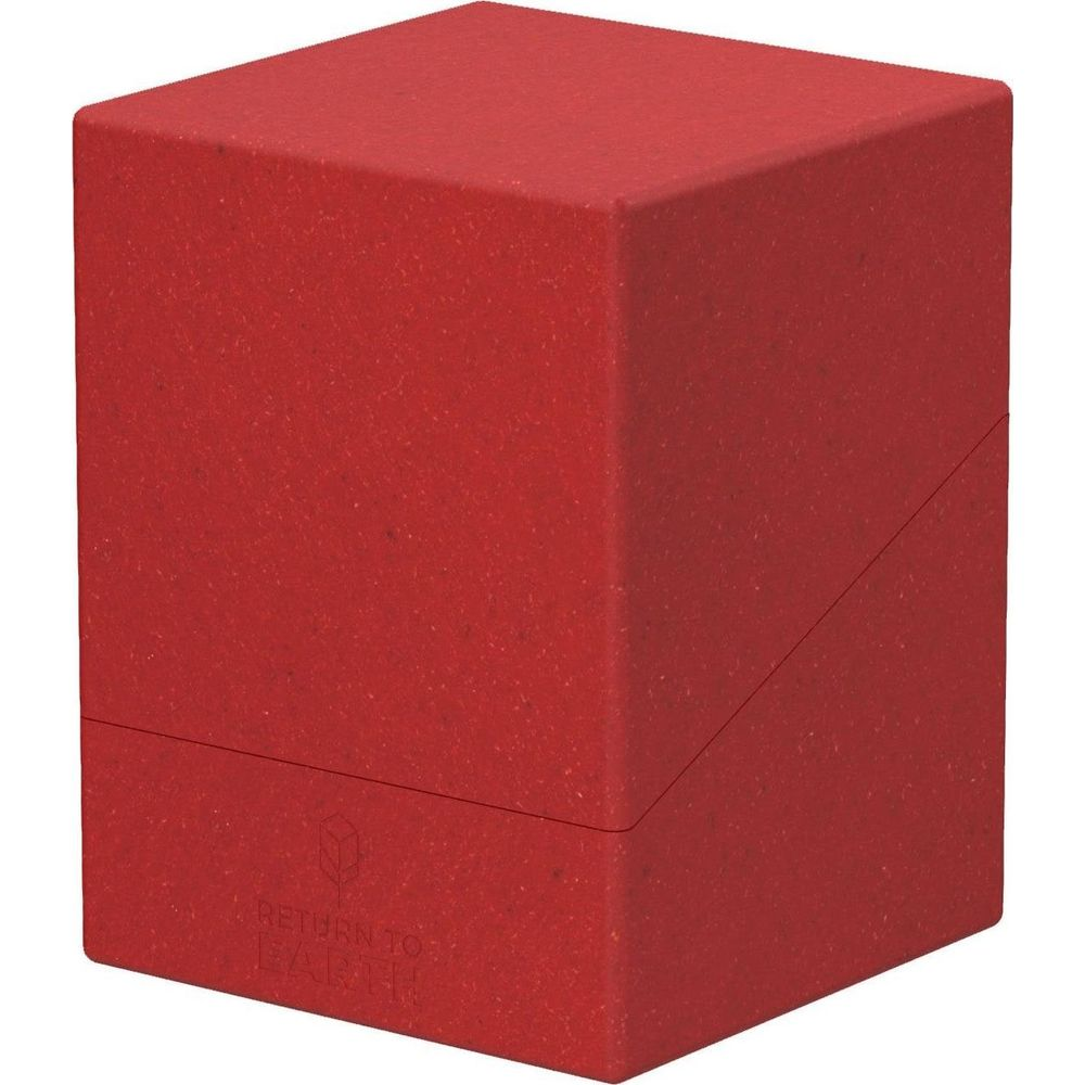 Un cubo rosso con testo 'Return to Earth' e un logo.
