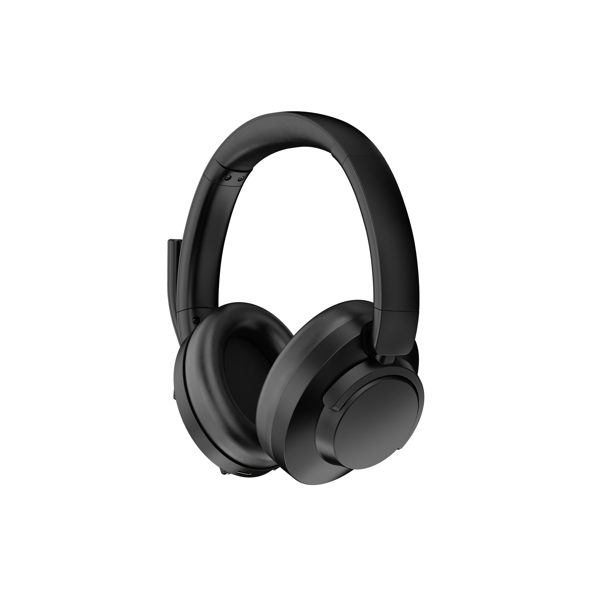 Cuffie over-ear nere con archetto e padiglioni imbottiti.