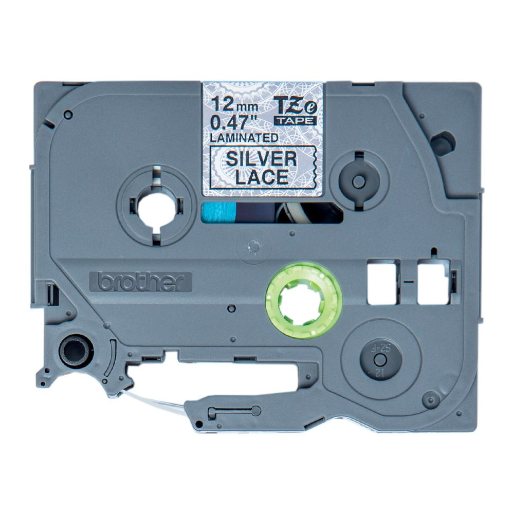 Brother TZe-Kassette mit silberner Spitzenspitzenspitze, 12mm breit.