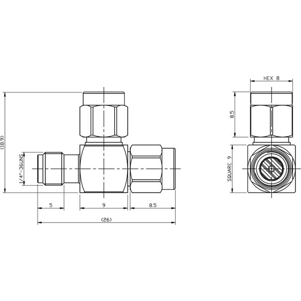 Disegno tecnico di un raccordo a T per tubi con dimensioni.