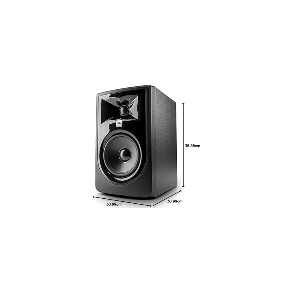 Altoparlante nero con dimensioni 30,99x30,99x35,38cm.