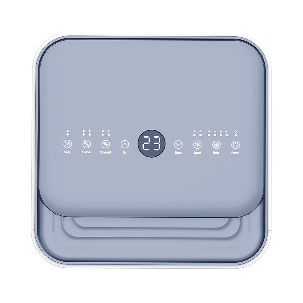Un dispositivo azzurro con display digitale che mostra 23.