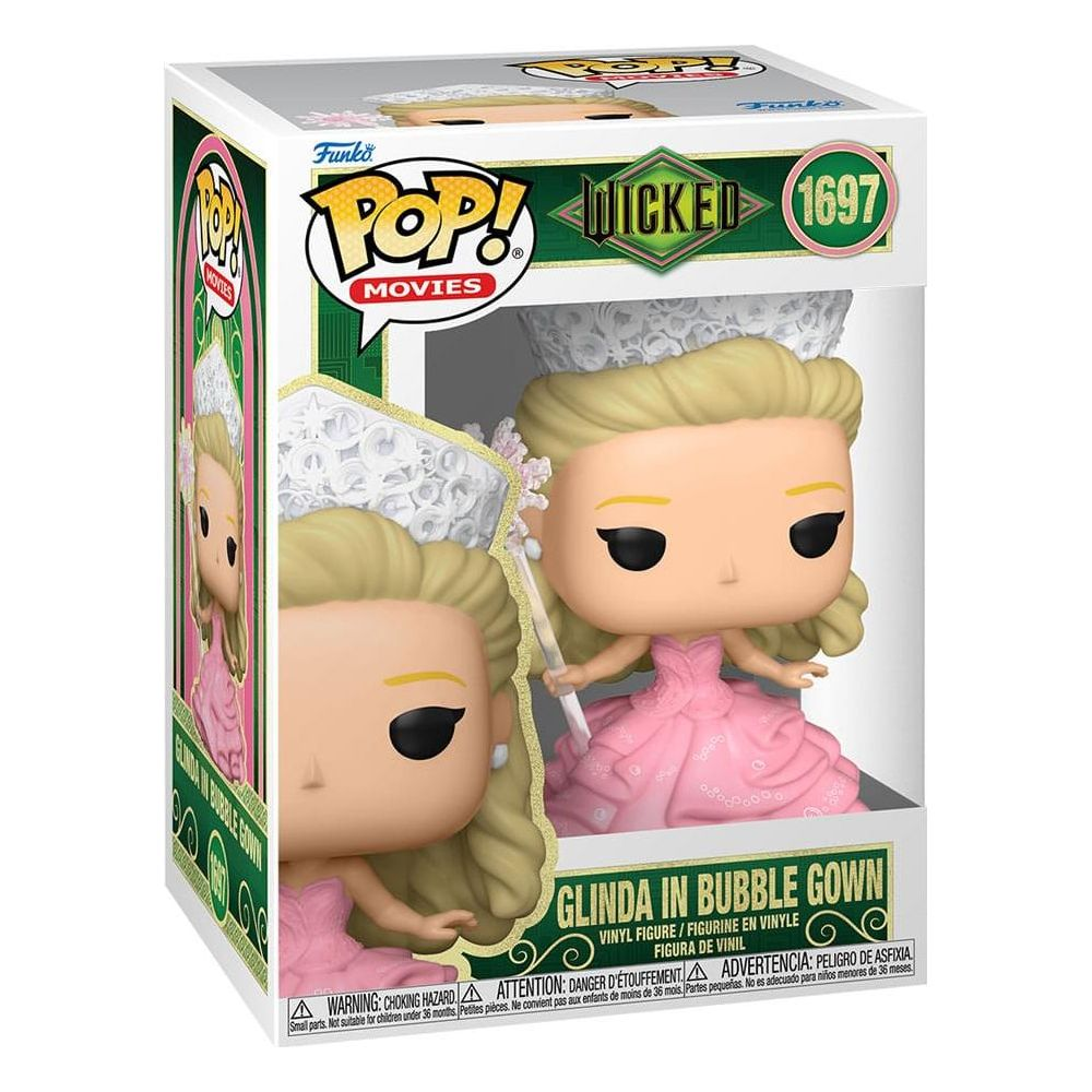 Funko Pop! Vinyl Figur von Glinda in einem rosa Kleid mit Krone im Karton.