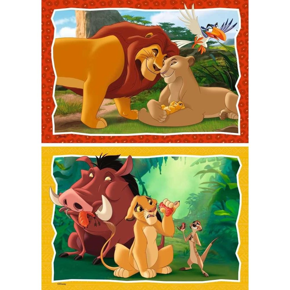 Simba, Nala e il loro cucciolo con Zazu e amici nella giungla.