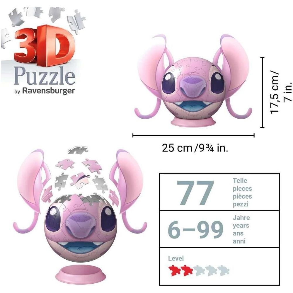 Puzzle 3D Ravensburger di Stitch, 77 pezzi, 25x17,5 cm.