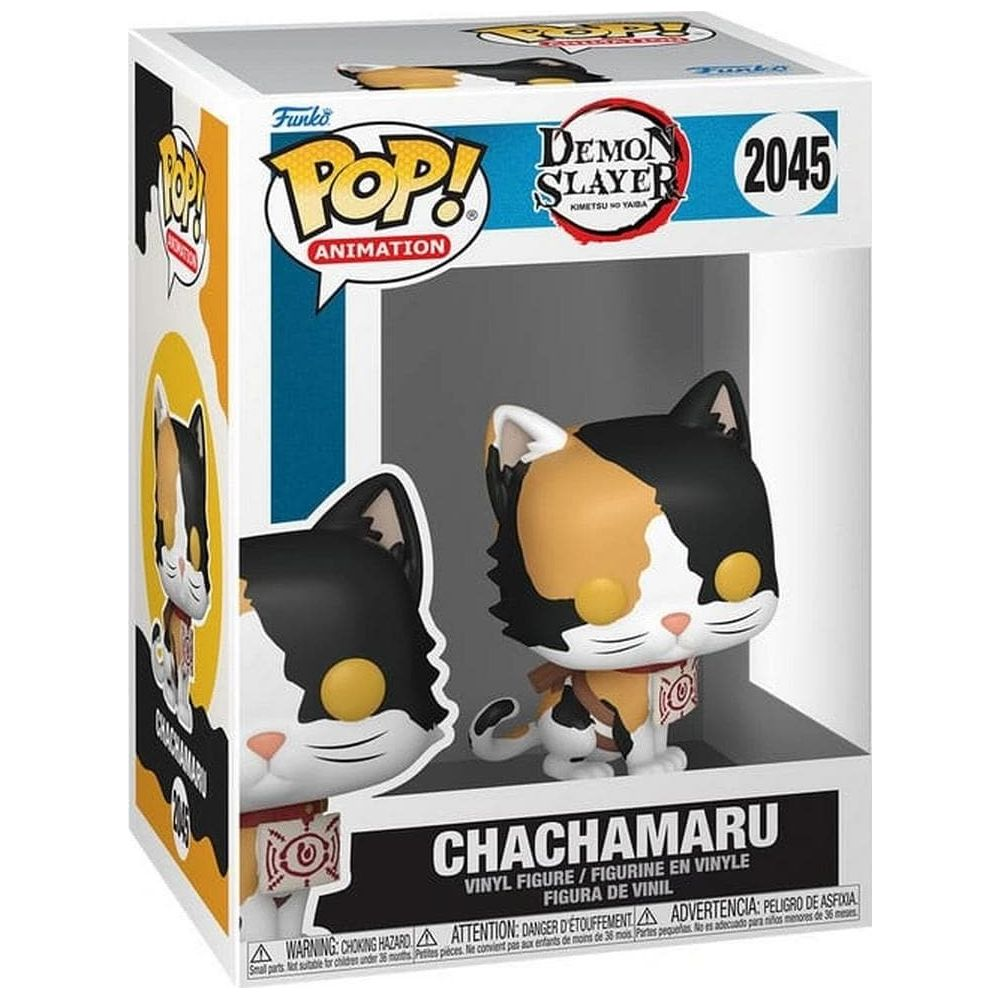 Funko Pop! Figur von Chachamaru aus Demon Slayer in einer Box.