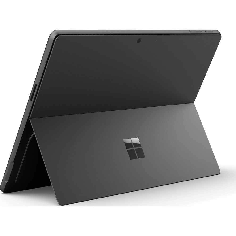 Un laptop scuro con cavalletto esteso, logo Windows visibile.