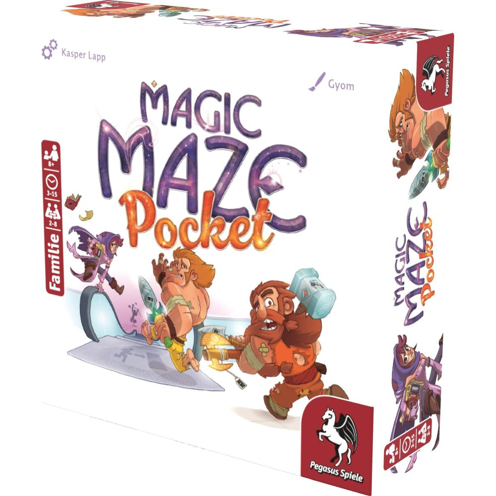 Brettspiel-Box mit Comic-Figuren, die in einem Labyrinth rennen.