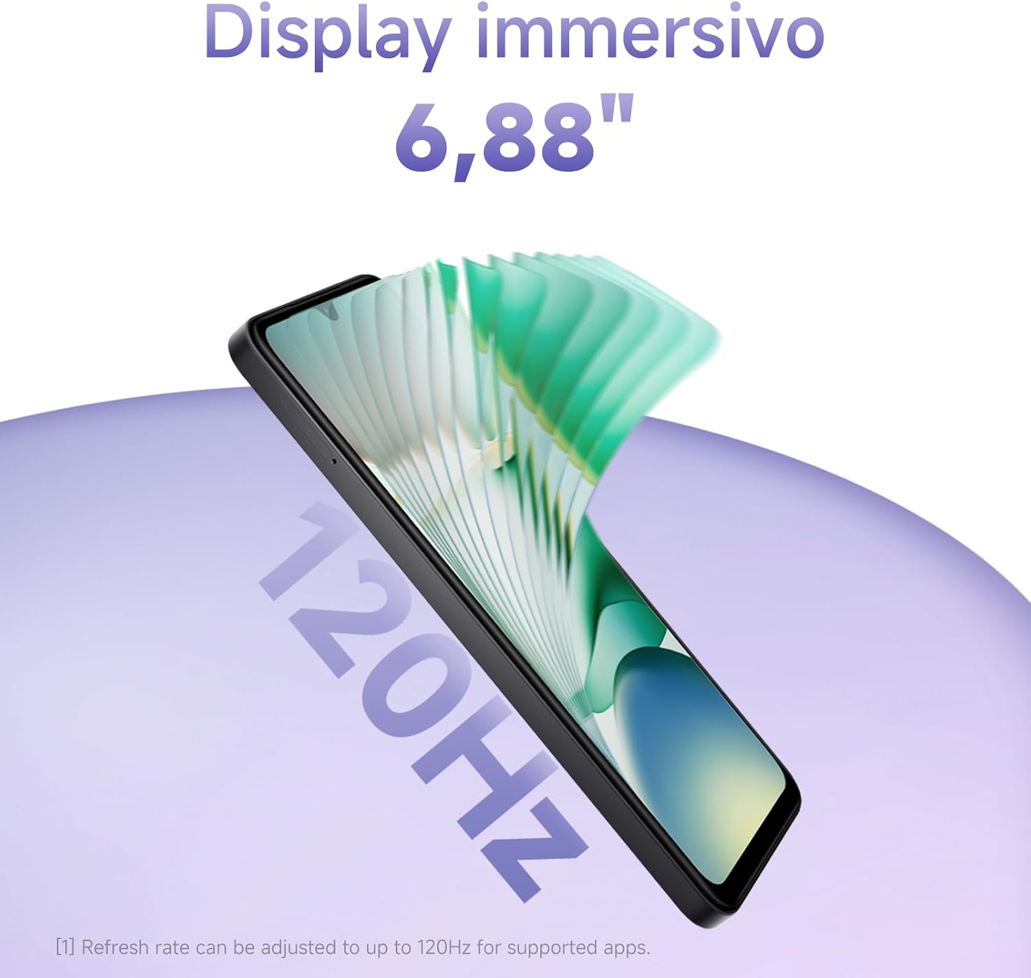 Un smartphone con pantalla de 6,88 pulgadas y tasa de refresco de 120Hz.