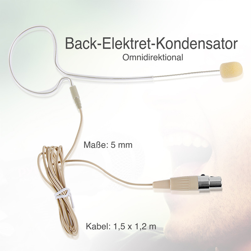 Ein omnidirektionales Back-Elektret-Kondensatormikrofon mit 5mm Größe und 1.5 x 1.2m Kabel.