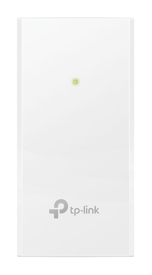 Yukarıda yeşil ışığı ve aşağıda logosu olan beyaz bir TP-Link cihazı.