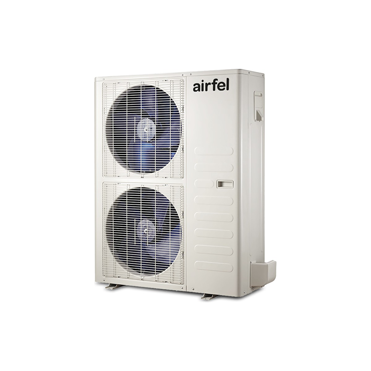 İki fanlı beyaz dış ünite klima ve "airfel" logosu.