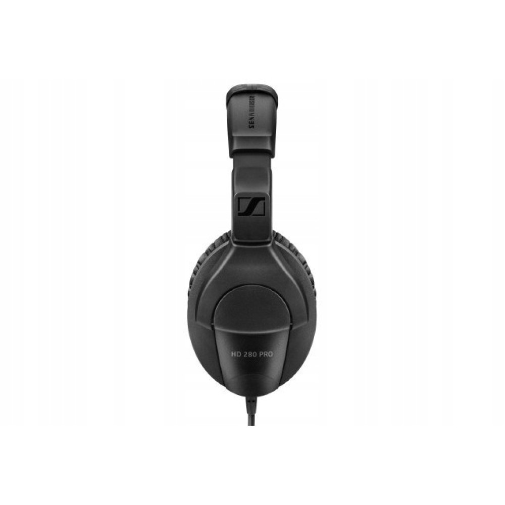 Czarne słuchawki Sennheiser HD 280 Pro z wyściełanymi nausznikami i regulowanym pałąkiem.