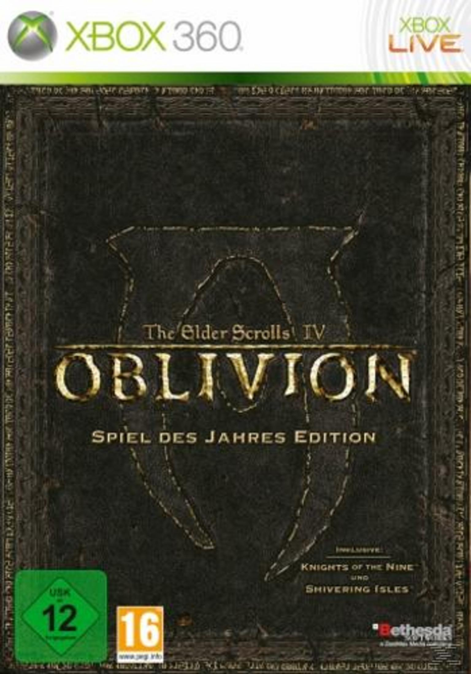 Xbox 360 Spiel 'Oblivion' mit USK 12 und 16 Siegeln.