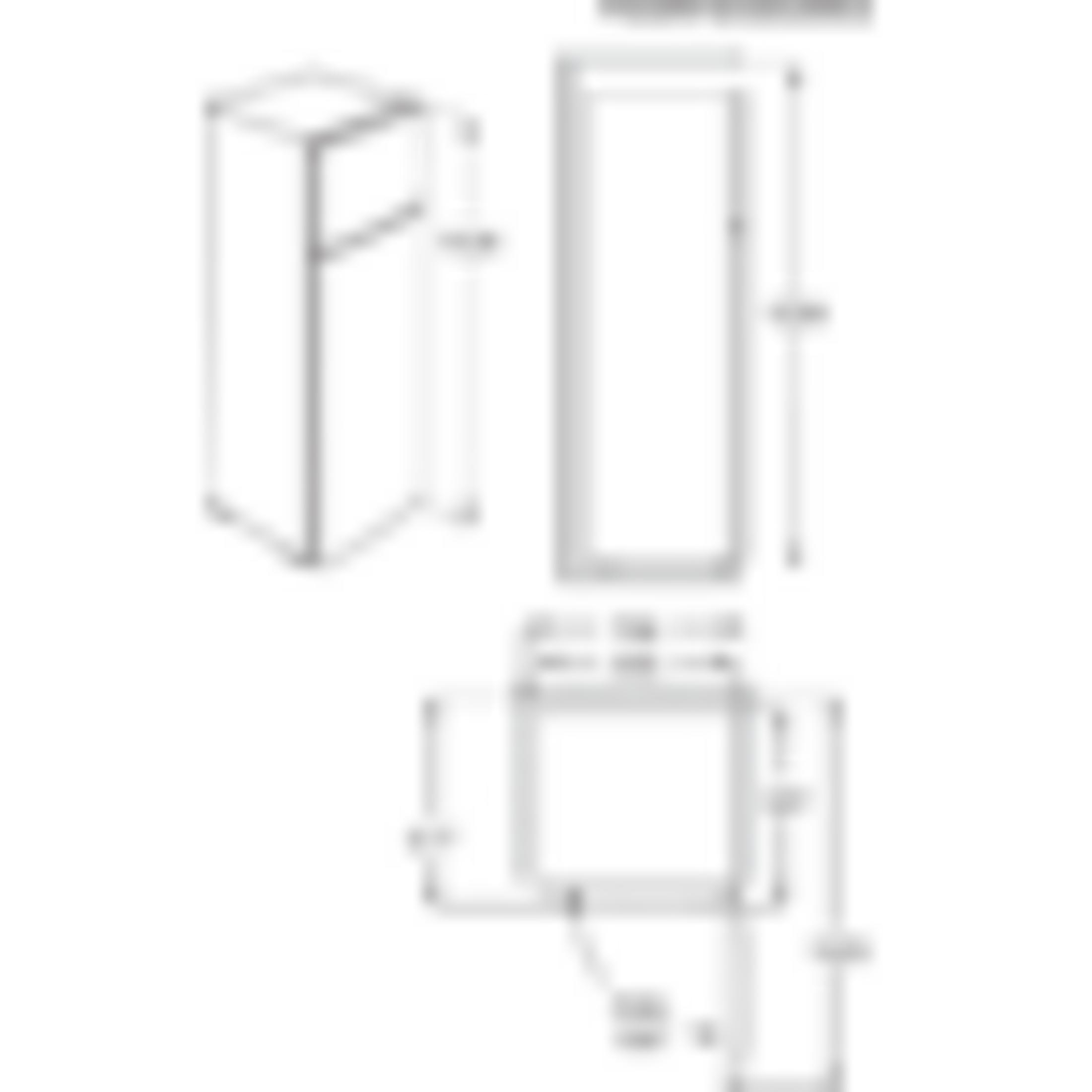 Technical drawing of a refrigerator with dimensions.