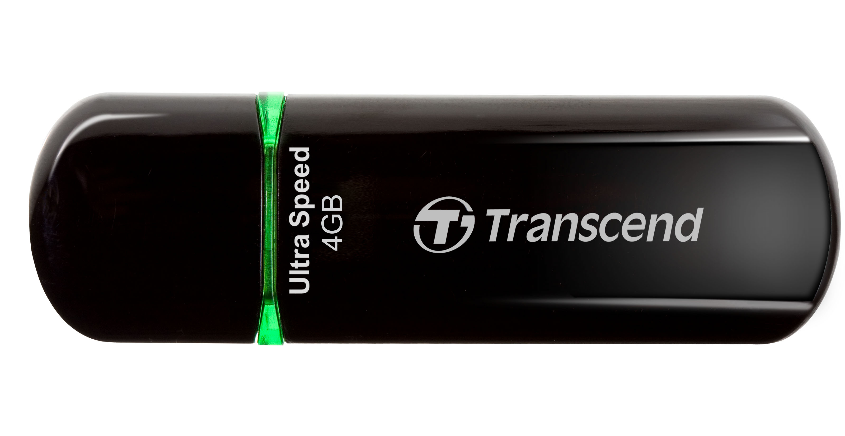 Schwarzer Transcend USB-Stick mit grünem Streifen und 4GB