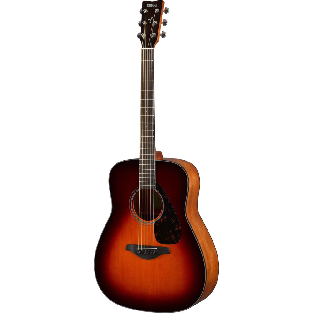 Eine Akustikgitarre mit einem Sonnenschein-Finish und einem Schildpatt-Schlagbrett.
