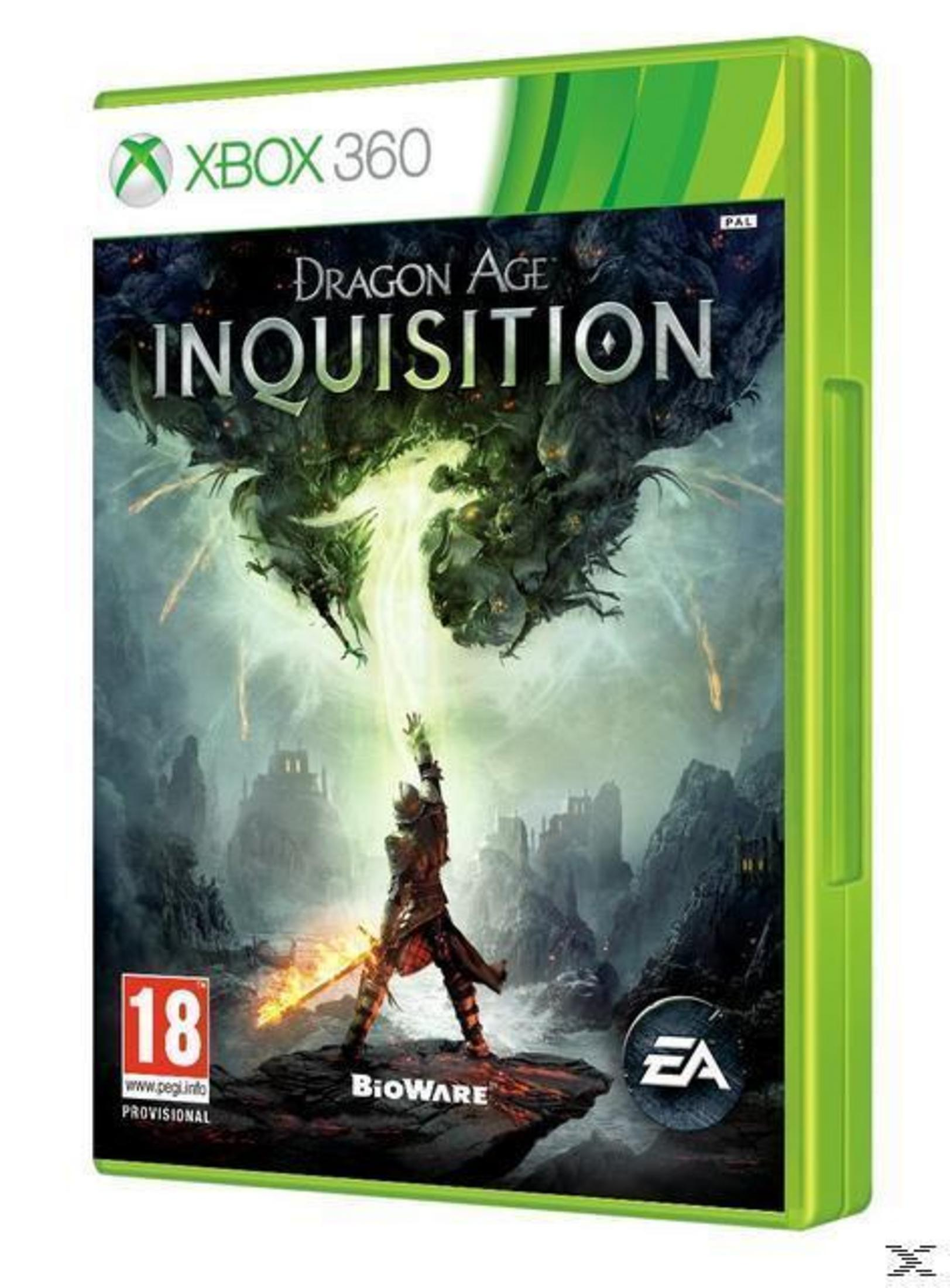Custodia Xbox 360: Dragon Age Inquisition. Cavaliere alza la mano contro esseri oscuri.