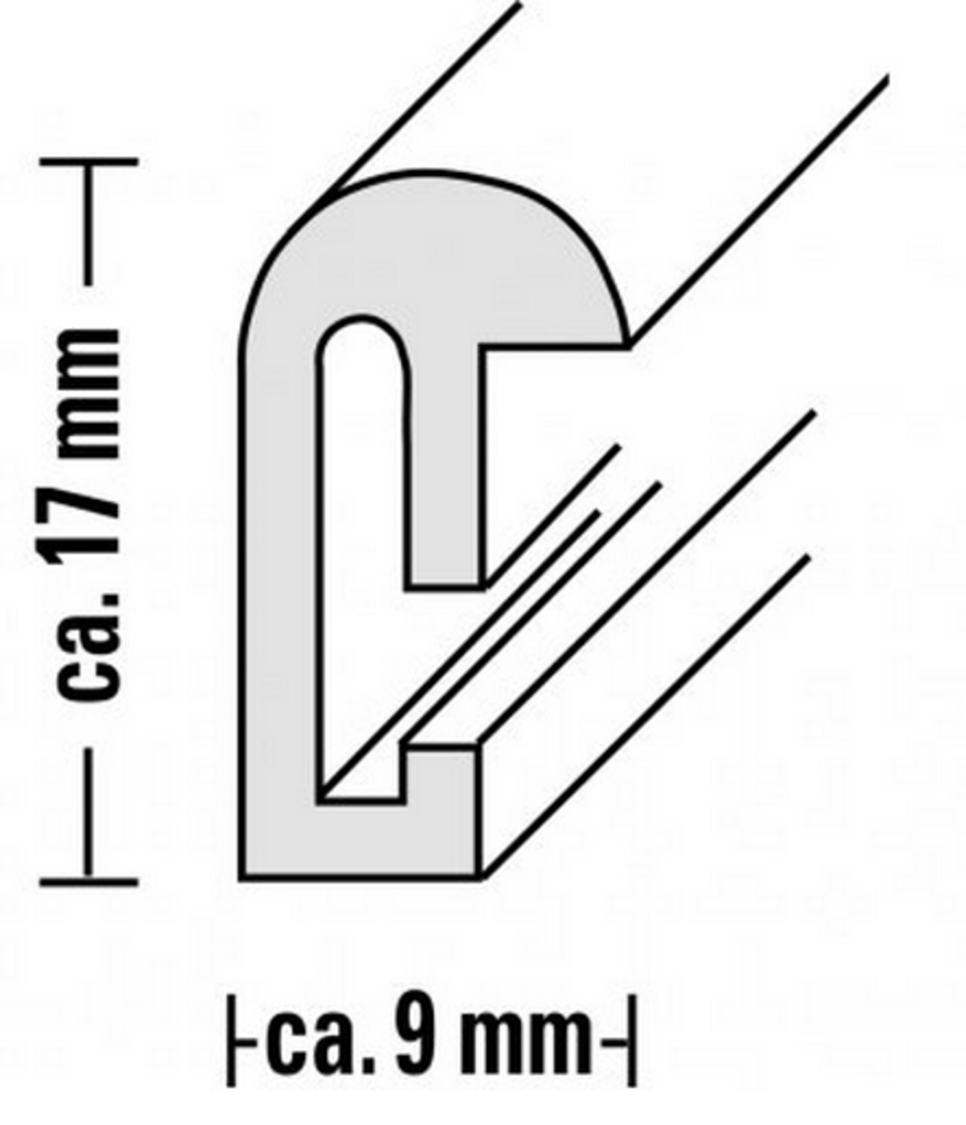 Profil gris avec des dimensions d'env. 17 mm de hauteur et 9 mm de largeur.