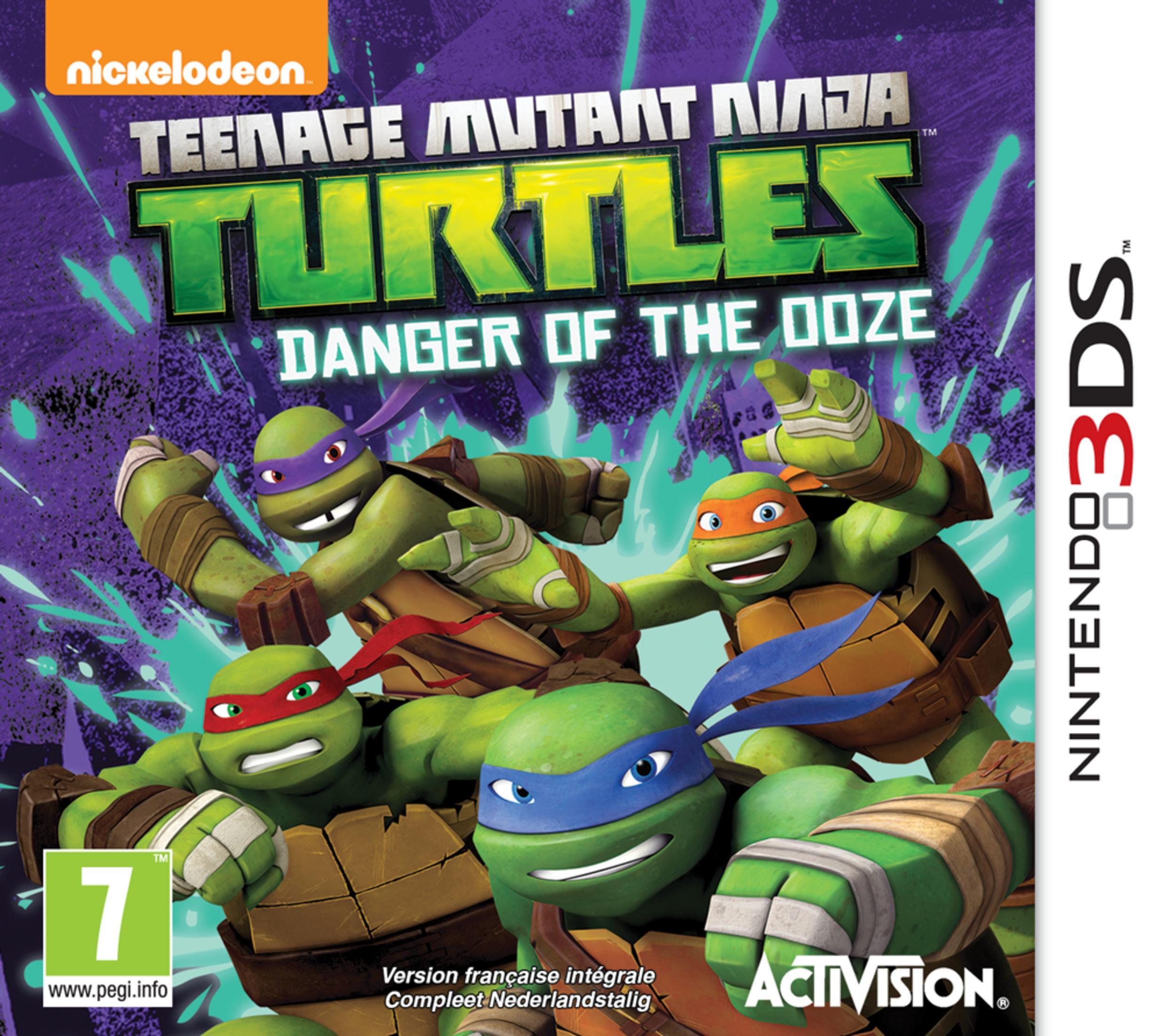 Le Tartarughe Ninja Mutanti Adolescenti sulla copertina del gioco "Danger of the Doze" per Nintendo 3DS.