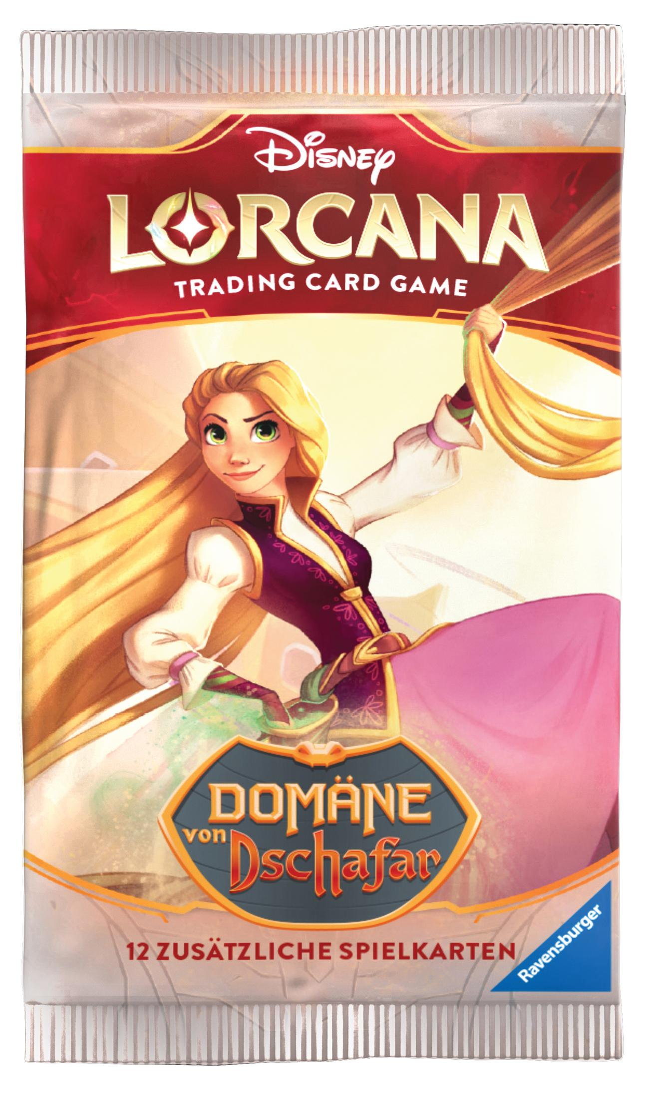 Disney Lorcana Sammelkartenspiel-Packung mit Rapunzel und "Domäne von Dschafar"