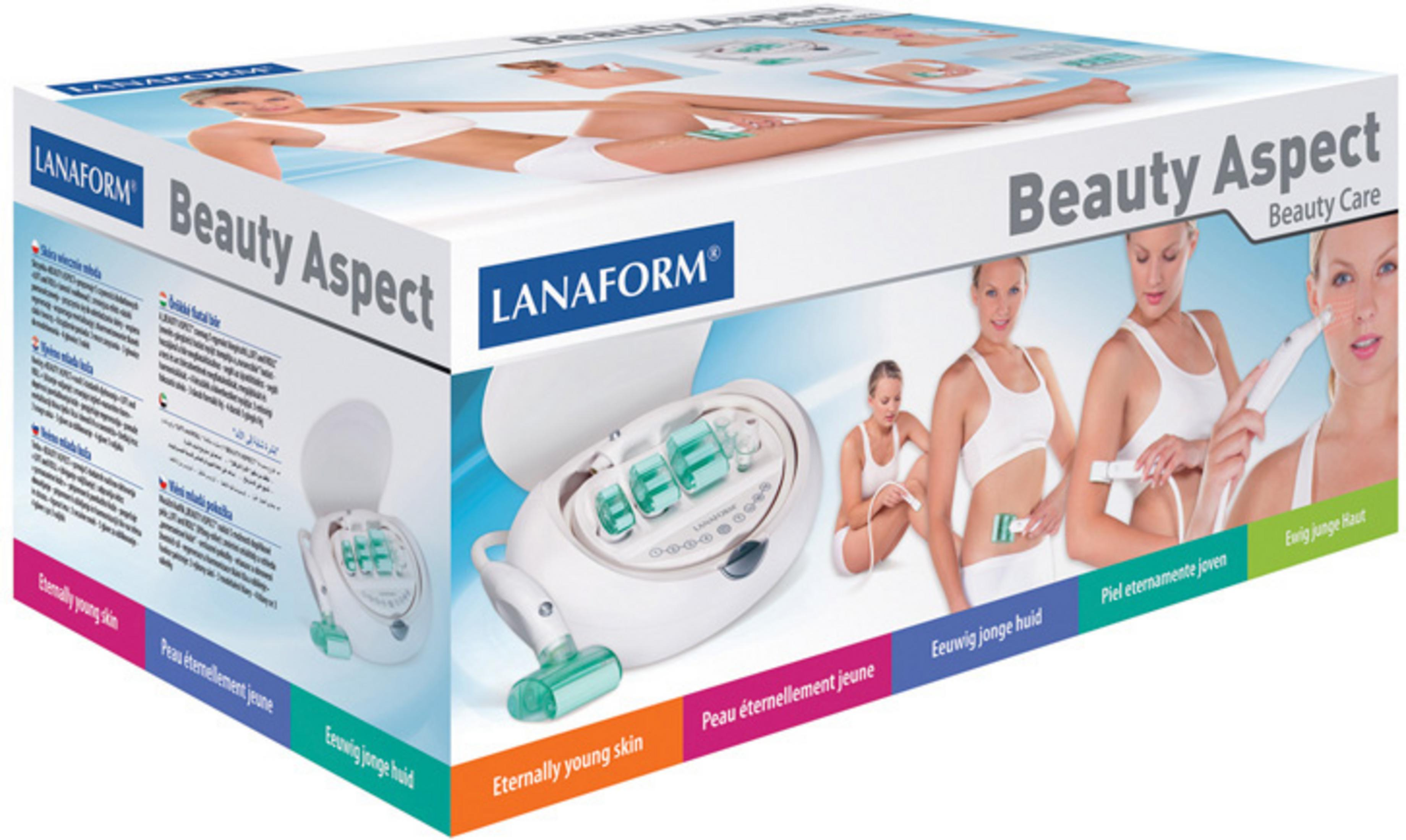 Packaging for a skincare device showing women and the product.