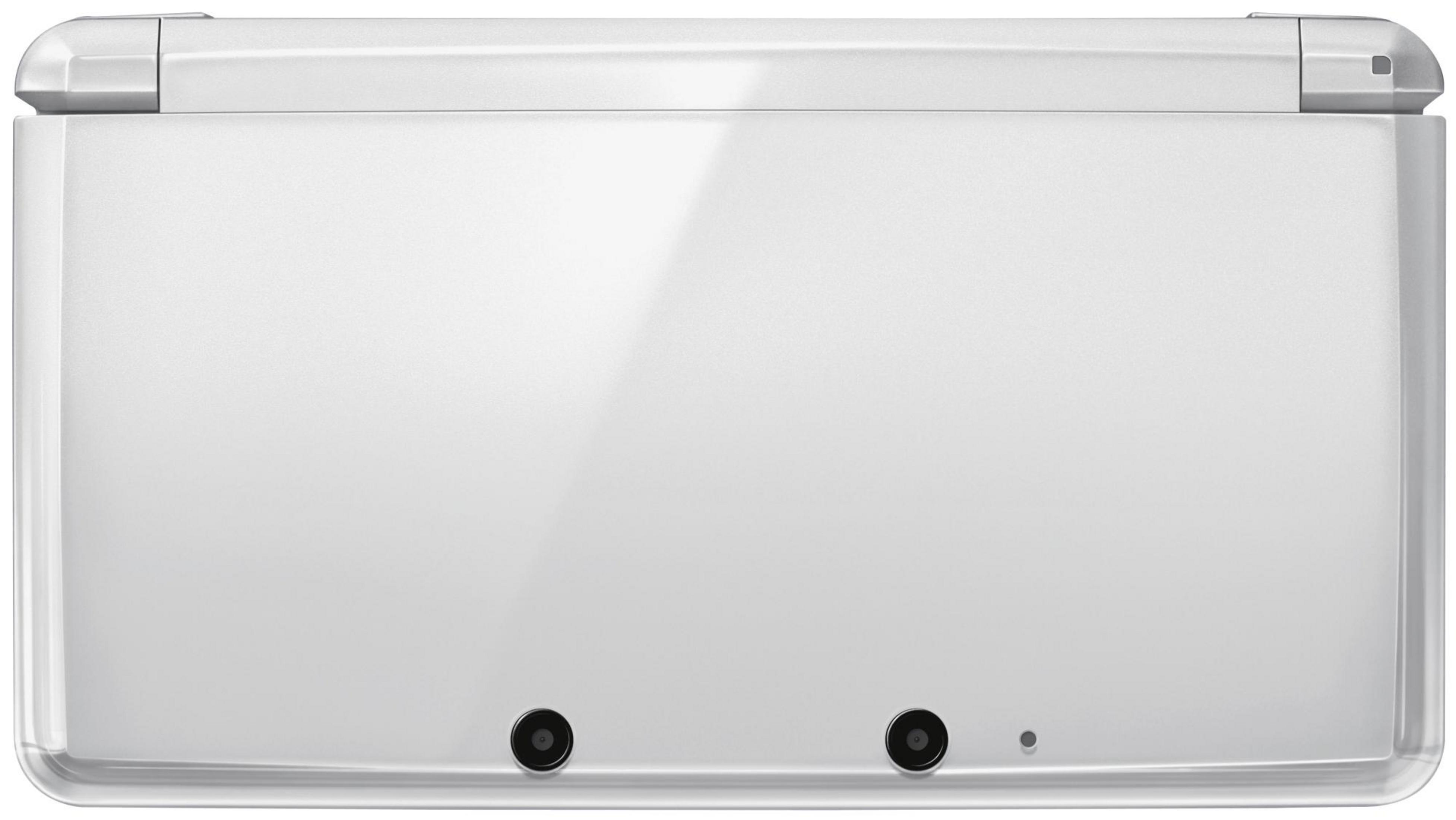 Witte Nintendo 3DS XL console met camera's en een klein gaatje.