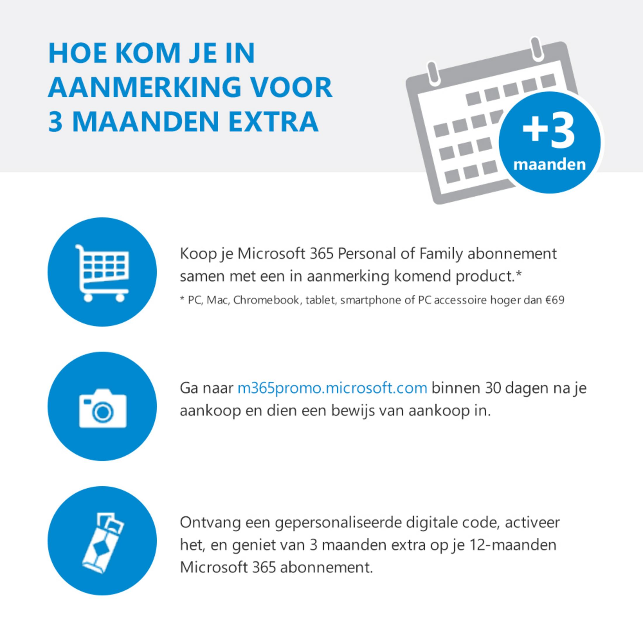 Icona calendario con +3 mesi. Acquista Microsoft 365 per mesi gratuiti.