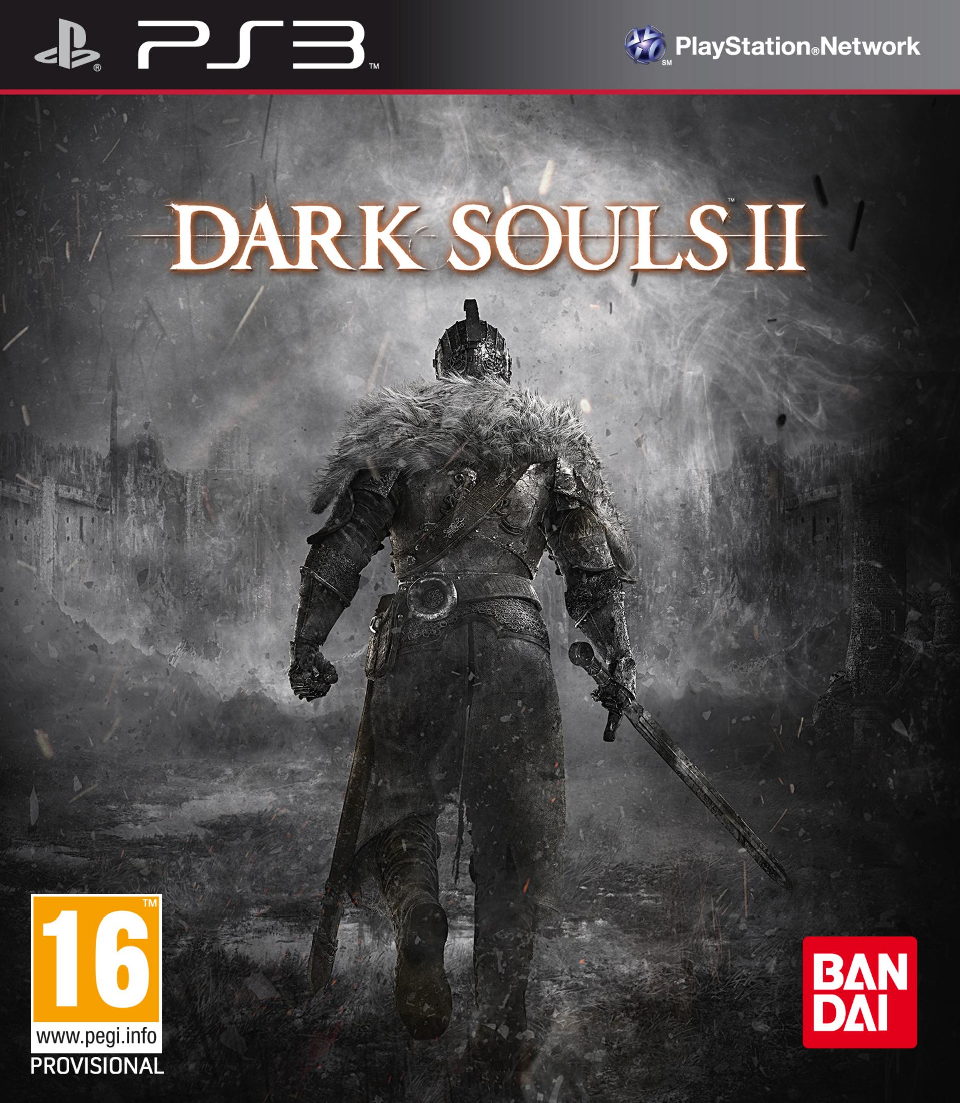 Un cavaliere in armatura si erge davanti a un castello. Dark Souls II.
