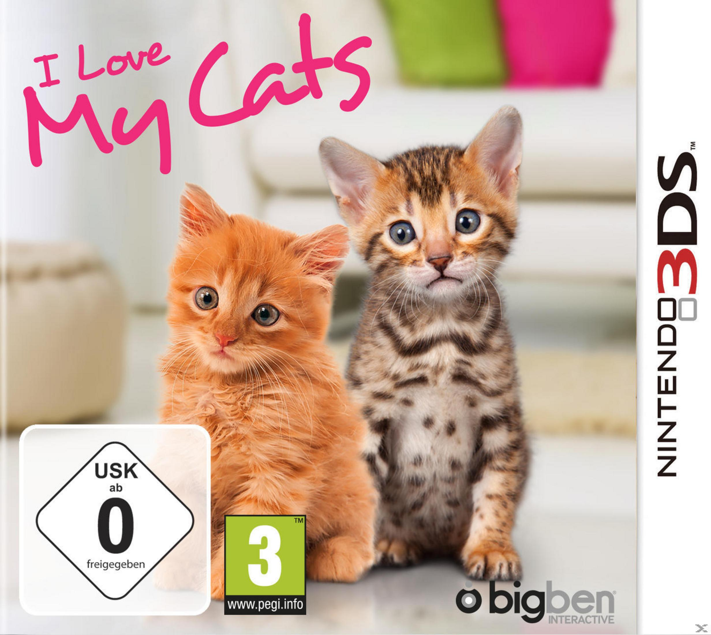 Zwei Kätzchen sitzen nebeneinander. Der Titel lautet 'I Love My Cats'.
