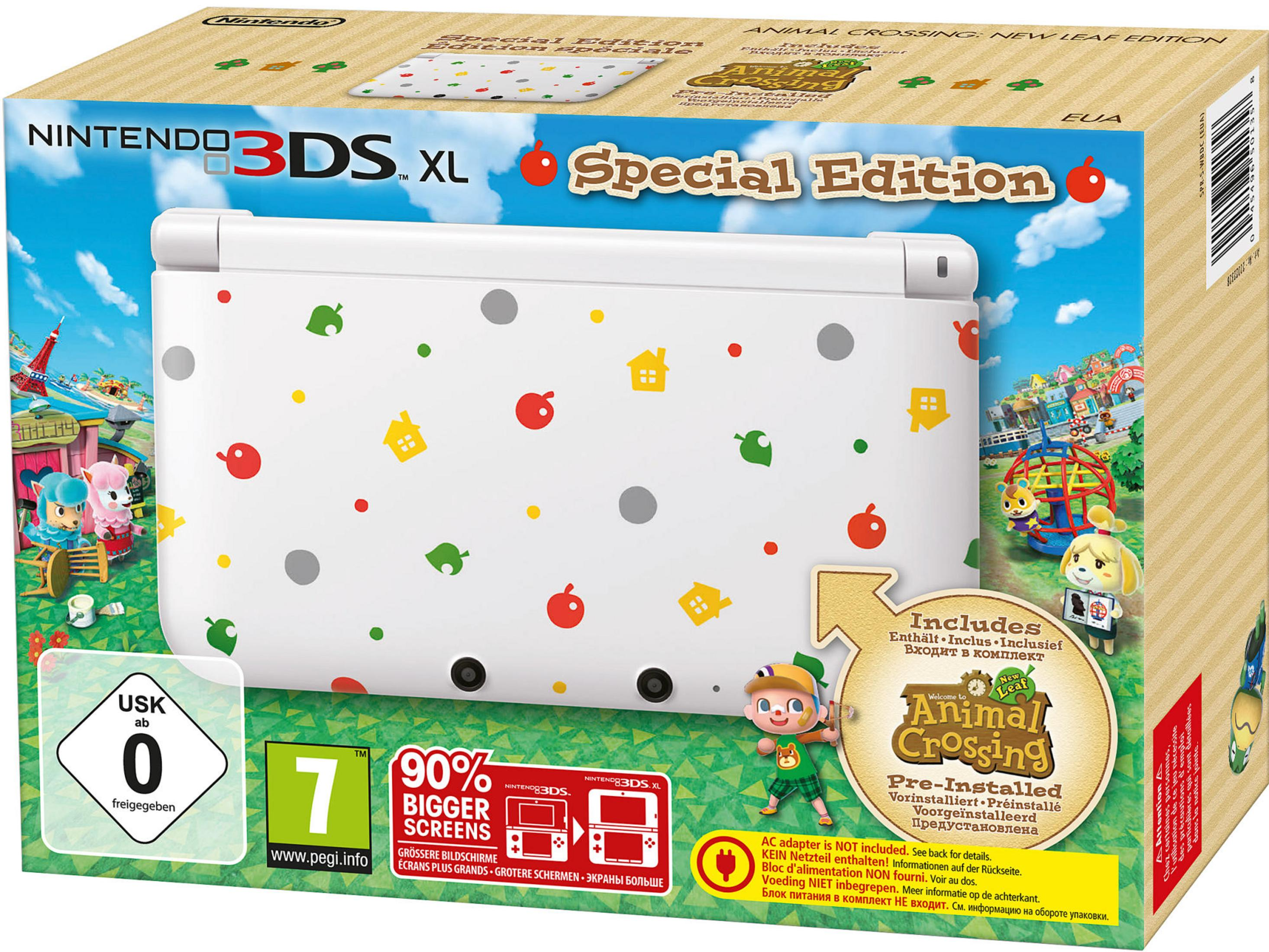 Verpackung des Nintendo 3DS XL Animal Crossing Special Edition mit Charakteren und Spielsymbolen.