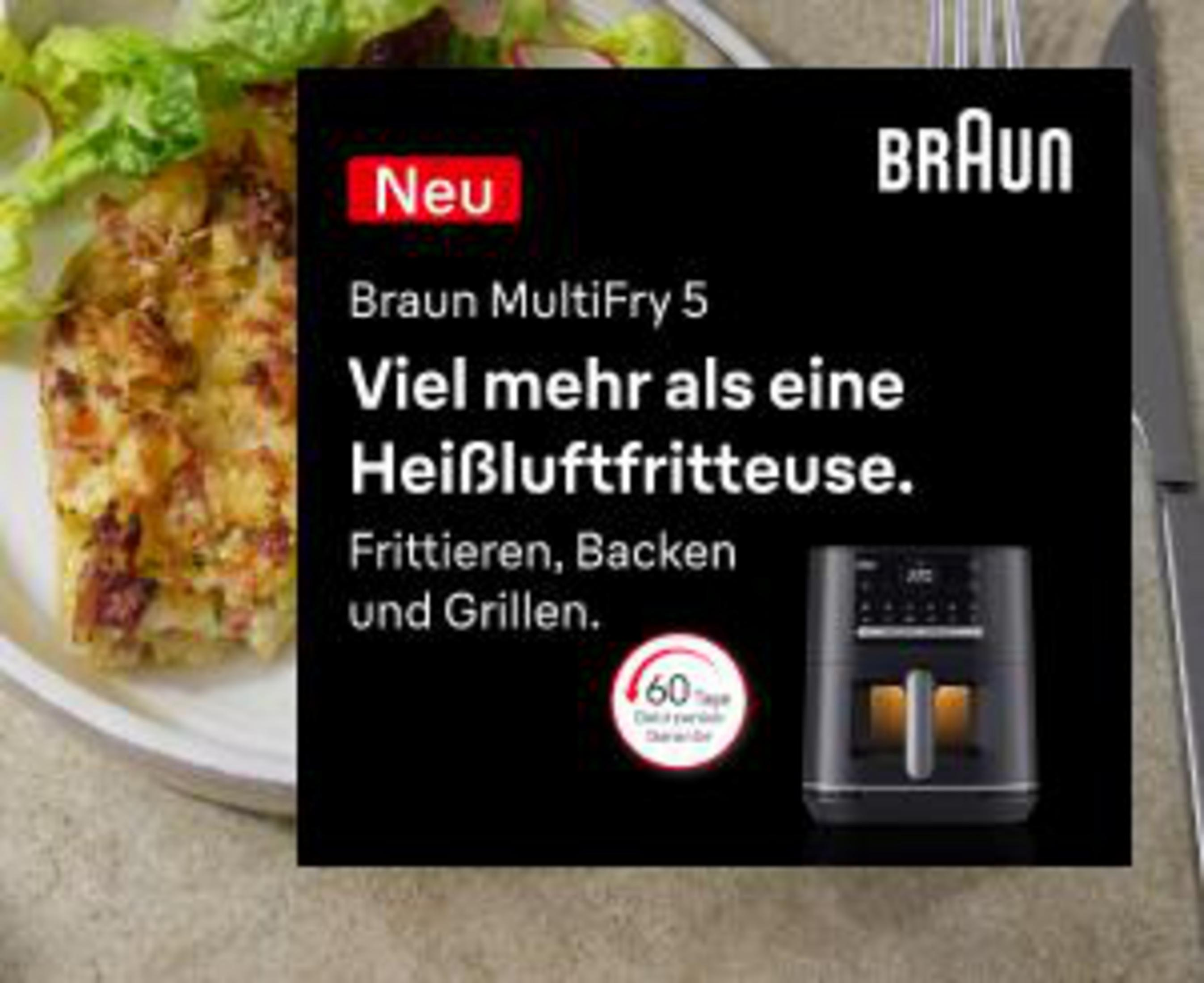 Braun MultiFry 5 Heißluftfritteuse: Braten, Backen, Grillen.