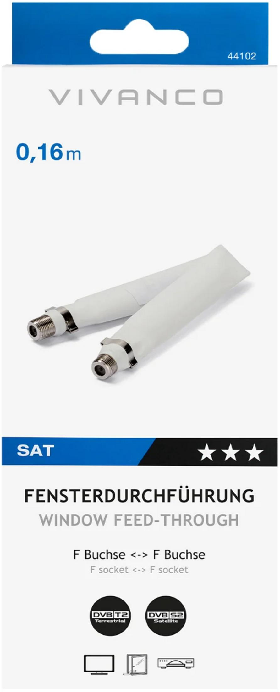 Pasacables satélite blanco con conectores F, 0,16m.