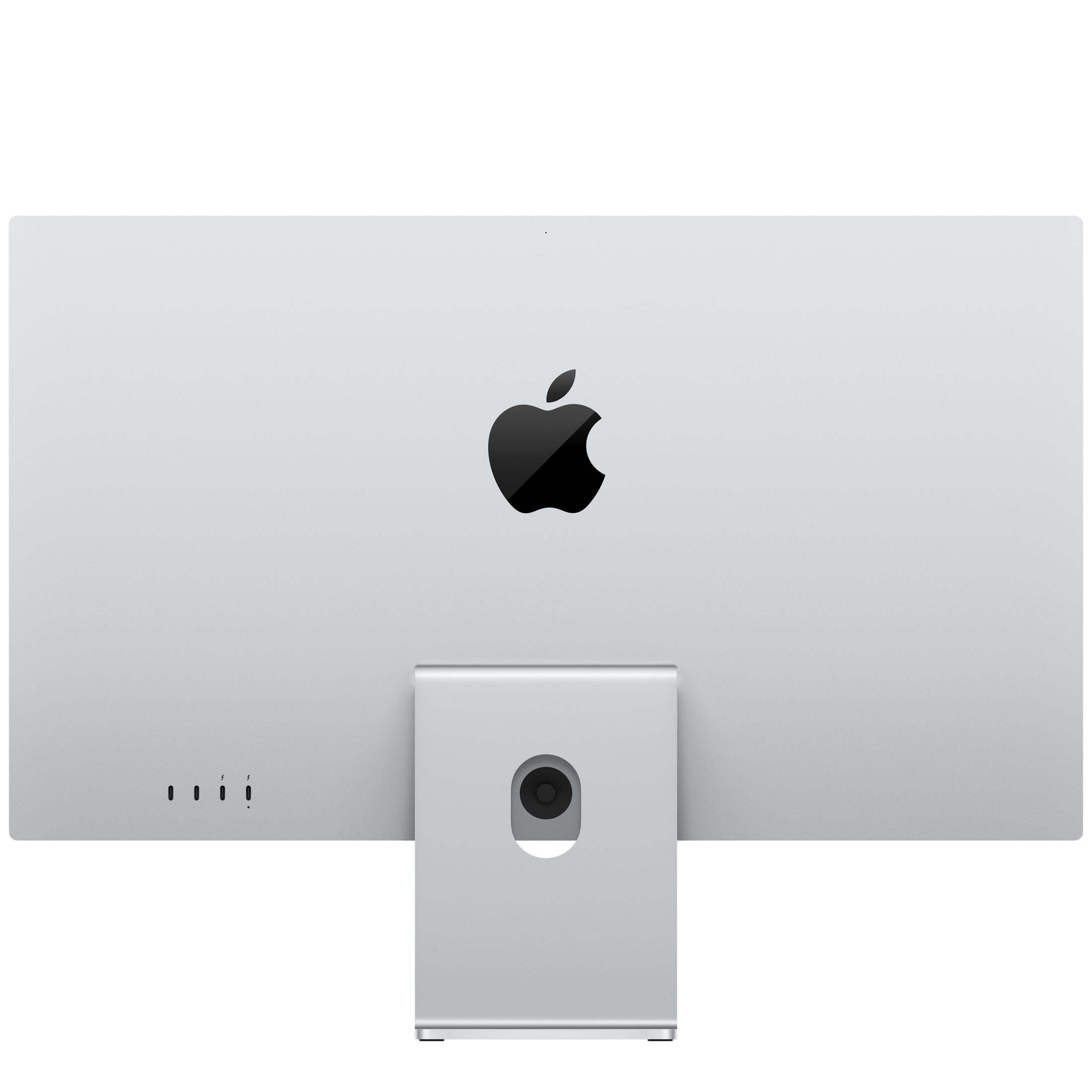 Silberner iMac mit Apple-Logo auf der Rückseite und Anschlüssen.