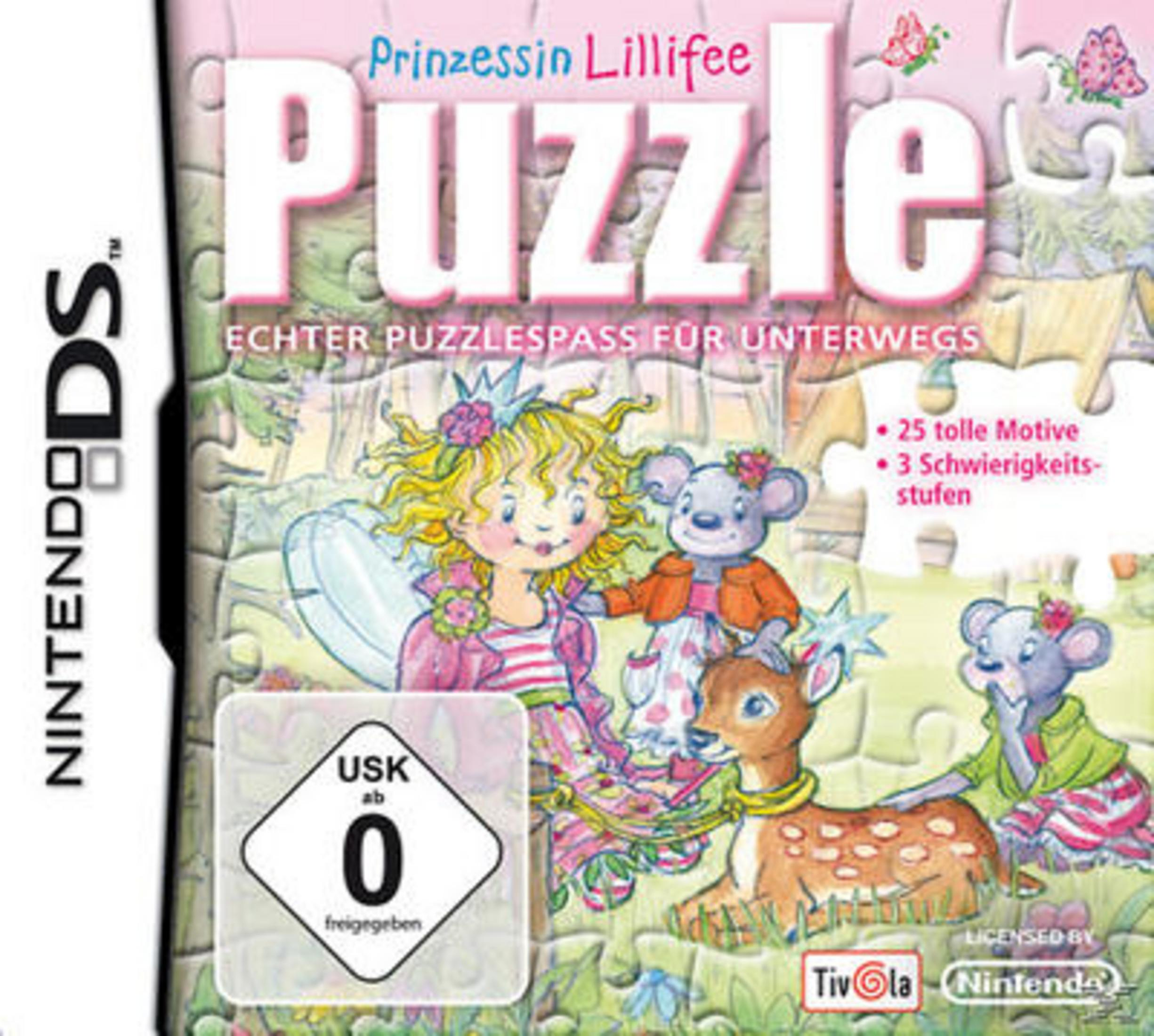 Nintendo DS Spiel "Prinzessin Lillifee Puzzle" mit Feen, Mäusen und Reh.