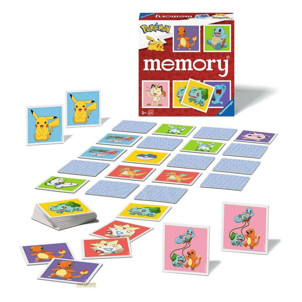 Pokemon Memory Kartenspiel mit Pikachu, Charmander, Squirtle, Bulbasaur, Meowth.
