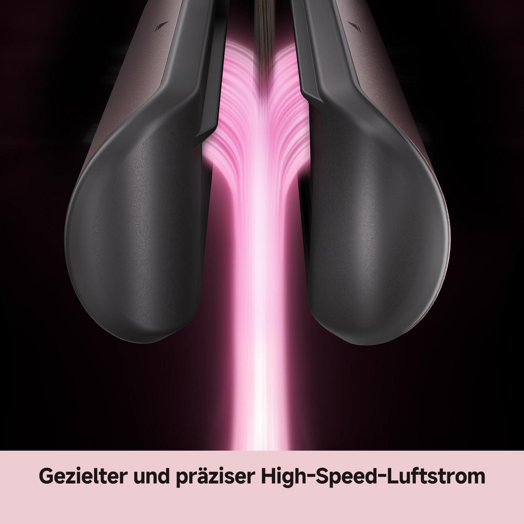 Un flusso d'aria stretto e rosa brillante tra due unità scure.