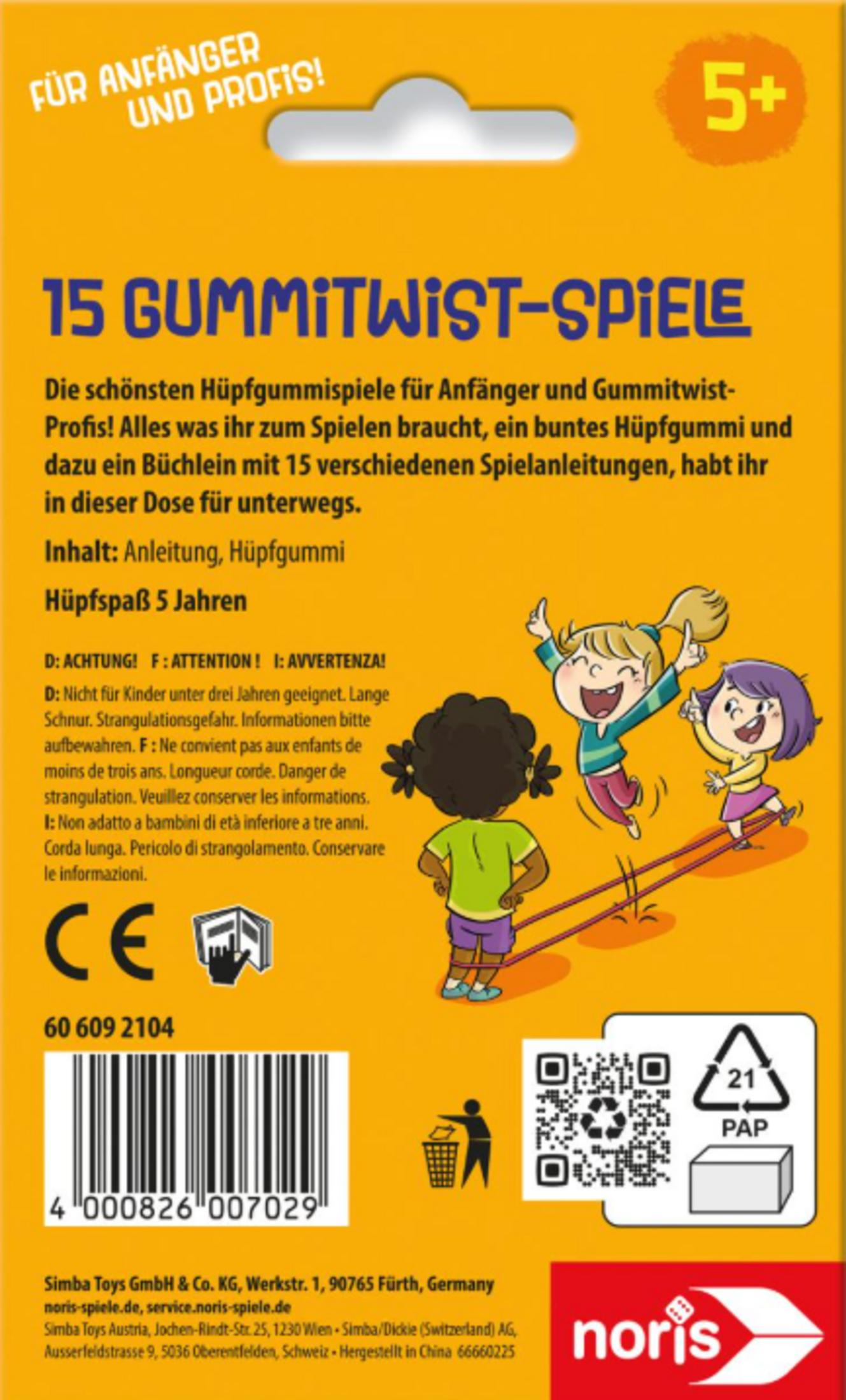 Verpackung für ein Hüpfgummi-Spielzeug für Kinder ab 5 Jahren.